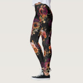 Elegantes Fuchsia-Orangen-Blumenmonogramm Leggings (Links)