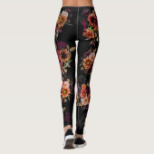Elegantes Fuchsia-Orangen-Blumenmonogramm Leggings (Rückseite)
