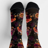 Elegantes Fuchsia-Orangen-Blumenmonogramm Socken (Oben)
