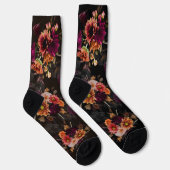 Elegantes Fuchsia-Orangen-Blumenmonogramm Socken (Rechts)