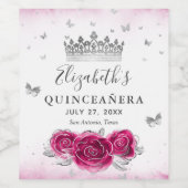 Elegantes Fuchsia- und Silberkronenpapier Weinetikett (Einzelnes Label)