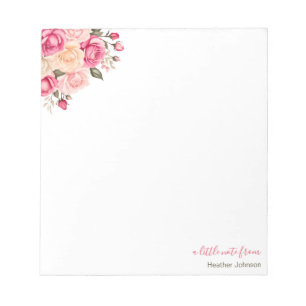 Elegantes Fuchsiarosa und Elfenbein-Rose Custom Notizblock