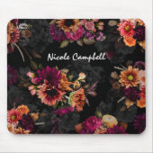Elegantes Fuchsien-Orangen-Blumenmonogramm-Geschen Mousepad (Vorne)