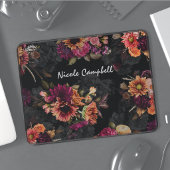 Elegantes Fuchsien-Orangen-Blumenmonogramm-Geschen Mousepad