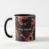Elegantes Fuchsien-Orangen-Blumenmonogramm Tasse (Links)