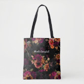 Elegantes fuchsien-oranges Blumenmonogramm Tasche (Vorderseite)