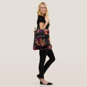 Elegantes fuchsien-oranges Blumenmonogramm Tasche (Am Model)