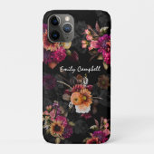 Elegantes fuchsien-oranges florales Monogramm Case-Mate iPhone Hülle (Rückseite)