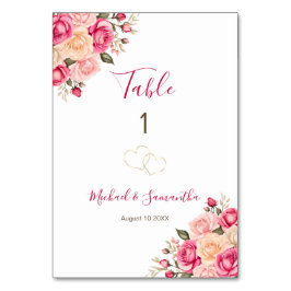 Elegantes Fucia Pink und Elfenbeinblütenzeichen fü Tischnummer