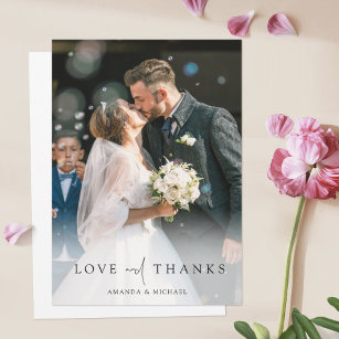 Elegantes Full Foto Personalisiert Hochzeit Dankeskarte
