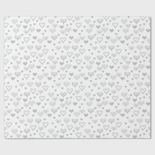 Elegantes Fun Decorative Silver Gray Hearts Muster Geschenkpapier (Flach)