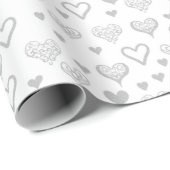 Elegantes Fun Decorative Silver Gray Hearts Muster Geschenkpapier (Rolleneckpunkt)
