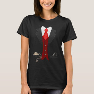Elegantes Fun Fake Tuxedo Anzug Nice Black Krawatt T-Shirt