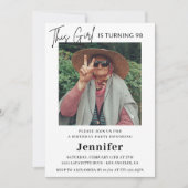 Elegantes Fun Pink Foto 98. Geburtstag Einladung (Vorderseite)