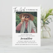 Elegantes Fun Pink Foto 98. Geburtstag Einladung (Stehend Vorderseite)