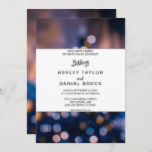 Elegantes Funkellicht blau blauer Hochzeitsinv Einladung (Vorne/Hinten)