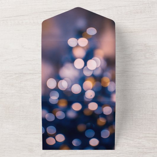 Elegantes Funkellicht blauer Hochzeit All In One Einladung (Außenbereich)