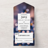 Elegantes Funkellicht blauer Hochzeit All In One Einladung (Innen Boden)