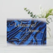 Elegantes Funkelnd Blue Calligraphy Probe Dinner Einladung (Stehend Vorderseite)