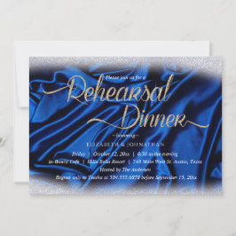 Elegantes Funkelnd Blue Calligraphy Probe Dinner Einladung