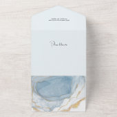 Elegantes Funkelnd Blue & Gold Alkoholink Foto All In One Einladung (Außenbereich)