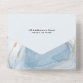 Elegantes Funkelnd Blue & Gold Alkoholink Foto All In One Einladung (Rückseite)