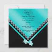 Elegantes Funkelnd Diamonds & Aquamarines Bow-Brau Einladung (Rückseite)