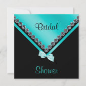 Elegantes Funkelnd Diamonds & Aquamarines Bow-Brau Einladung (Vorderseite)