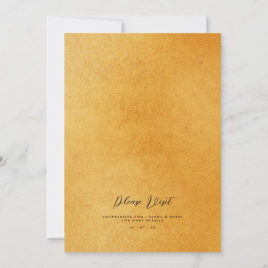 Elegantes Funkelnd Gold Glitzer Foil Chic Wedding Einladung (Rückseite)