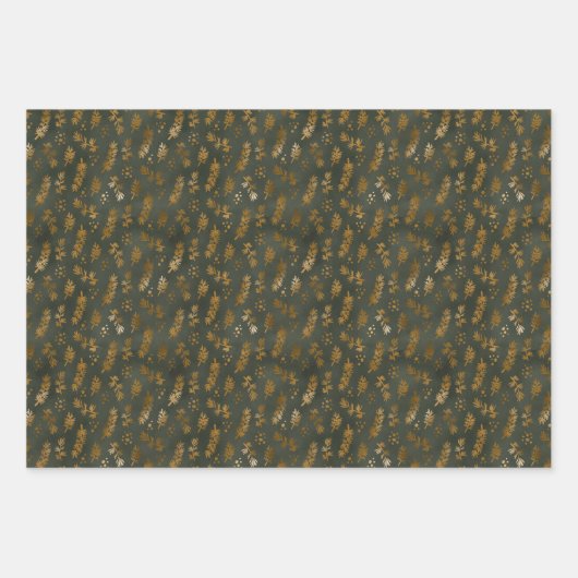 Elegantes Funkelnd goldenes grünes Weihnachtsfest Geschenkpapier Set (Vorderseite 3)