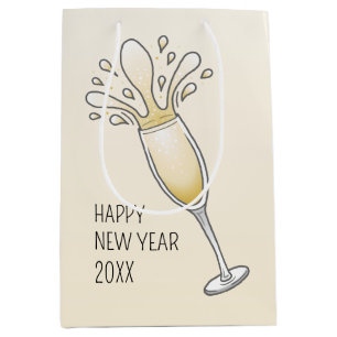 Elegantes funkelndes Champagnerglas Mittlere Geschenktüte