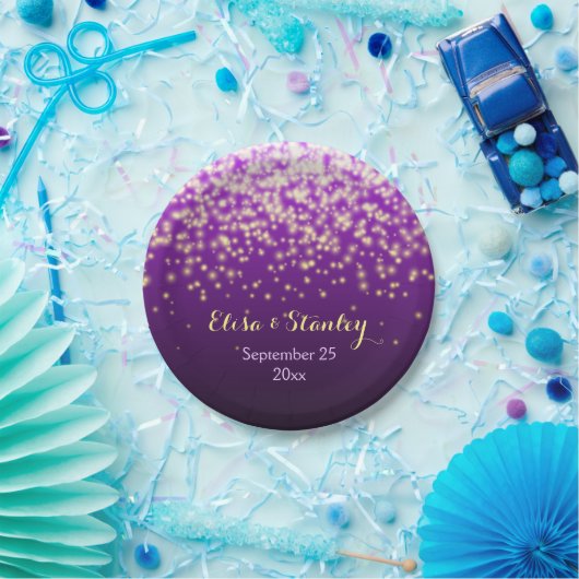 Elegantes funkelndes Licht in lila moderner Hochze Pappteller (Party)