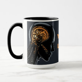 Elegantes futuristisches KI-Android Gold mechanisc Tasse