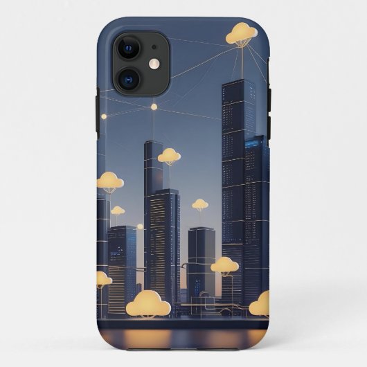 Elegantes futuristisches Smart City Wireframe - Gl Case-Mate iPhone Hülle (Rückseite)