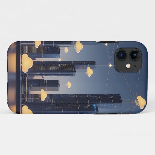 Elegantes futuristisches Smart City Wireframe - Gl Case-Mate iPhone Hülle (Rückseite (Horizontal))