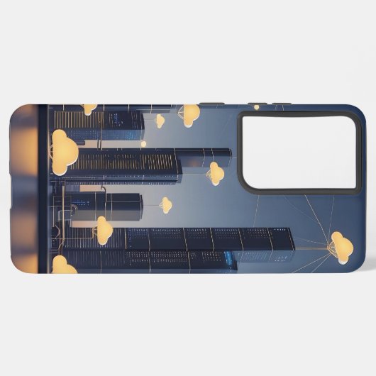 Elegantes futuristisches Smart City Wireframe - Gl Samsung Galaxy Hülle (Linke Seite)