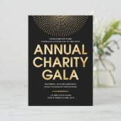Elegantes Gala Corporate Foto Schwarze Imitate Gol Einladung (Stehend Vorderseite)