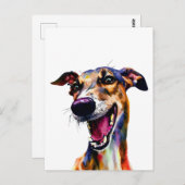 Elegantes Galgo-Portrait mit einem Pop Postkarte (Vorne/Hinten)