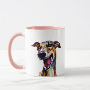 Elegantes Galgo-Portrait mit einem Pop Tasse