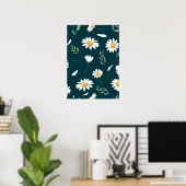 Elegantes Gänseblümchen-Blumenmuster-Kunstposter – Poster (Heimbüro)