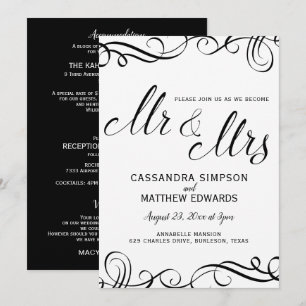Elegantes Ganzes bei einer Hochzeit Schwarz Einladung