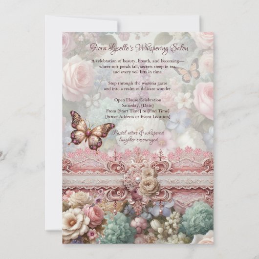 Elegantes Garden Party Duschbrause - Design Einladung (Rückseite)