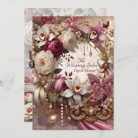 Elegantes Garden Party Duschbrause - Design Einladung (Vorne/Hinten)