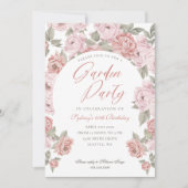 Elegantes Garden Party Pink Peony Florals Geburtst Einladung (Vorderseite)