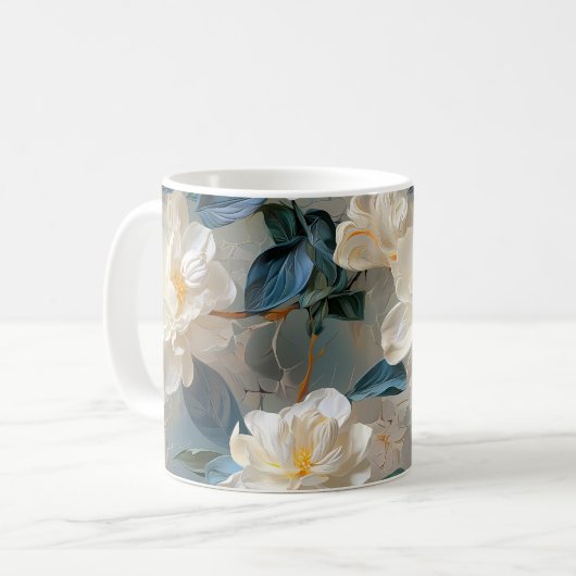 Elegantes Gardenia Floral Muster Kaffeetasse (Vorderseite Links)