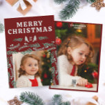 Elegantes Garland Border Two Foto Feiertagskarte<br><div class="desc">Eine schöne Hand illustriertes,  immergrünes Grenz-Design macht eine elegante und festliche doppelseitige Weihnachtskarte. Ihre eigenen 2 Fotos können hinzugefügt werden.</div>