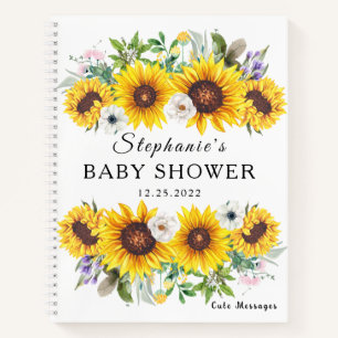 Elegantes Gästebuch-Baby-Shower-Sonnenblume-Blume Notizblock