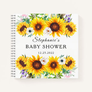 Elegantes Gästebuch-Baby-Shower-Sonnenblume-Blume Notizblock