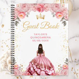 Elegantes Gästebuch für die Quinceañera in staubig Notizblock