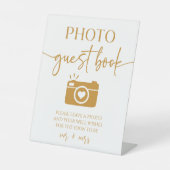 Elegantes Gästebuch für Hochzeiten Foto Sockelschild (Vorderseite)